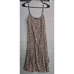 Volcom Black Floral Midi Dress with Pink and White Flowers